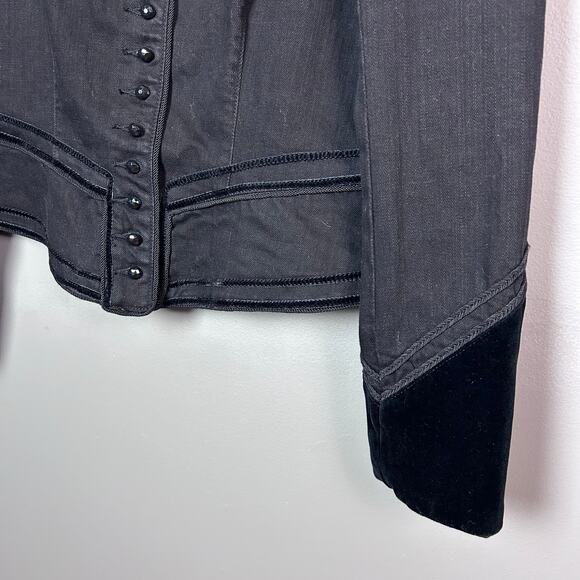 Lauren Ralph Lauren jacket Large NWT denim Victorian Royal velvet Western - Picture 5 of 13